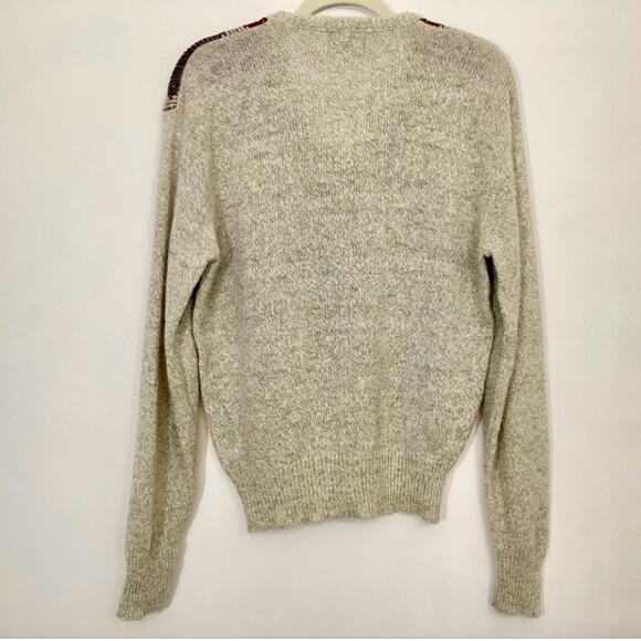 Panache Vintage 80s 90s Shetland Wool Diamond Print VNeck Sweater Sz L Academia - Picture 3 of 8